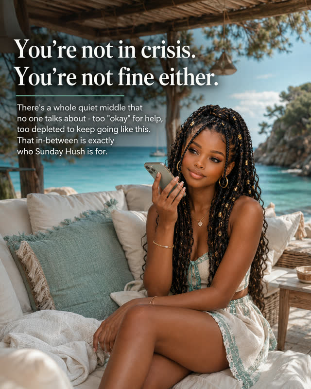 You're not in crisis. You're not fine either. Sunday Hush is for the quiet middle.