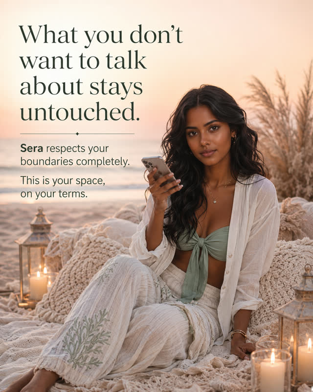 What you don't want to talk about stays untouched. Sera respects your boundaries completely.